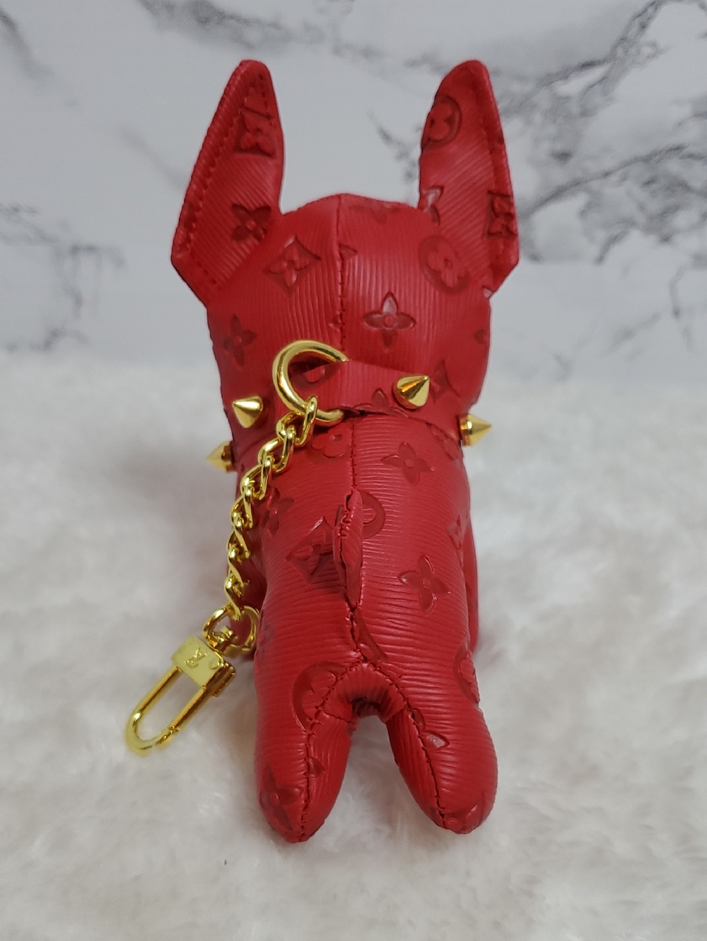 Red Designer-Style French BullDog Keychain Bag Charm NWT - Picture 2 of 2